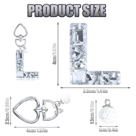 YSUY Sparkly Initial Letter Charm Keychain, Women's Bling Cup Accessories, Mini Backpack Bag Charm, Cute Heart Keychain Accessories for Girls, Women's Keychains for Car Keys, Good Gift Keychains (L)