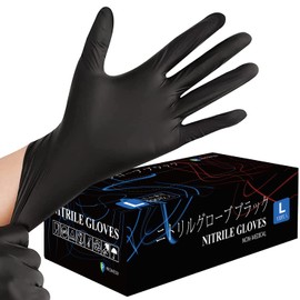[PROMEDIX] Nitrile Gloves, Disposable Gloves, Powder Free, Food Sanitation Act Compliant, 100 Pieces, Black (L)