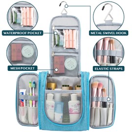 PAVILIA Neceser de viaje para colgar mujeres y hombres | Kit organizador de cosméticos, Azul Sea, Talla única