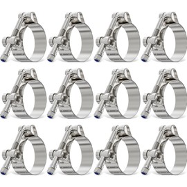 OURU 12Pack 1 Inch T Bolt Hose Clamp,304 Stainless Steel Heavy Duty Hose Clamp,Adjustable 32-37mm Radiator Hose Clamps for Tube, Automotive, Radiator, lntercooler