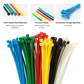 XINGO Cable Zip Ties (120 Pack), 40 Lbs Tensile Strength-Heavy Duty,Self-Locking Nylon Plastic Wire Ties in Assorted Sizes and Colors for indoor and outdoor(8 Inch, Colorful)