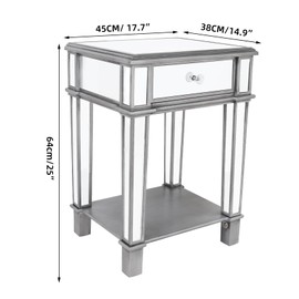 Artloge Square Mirrored End Table: 2-Tier Tall Sofa Side Table with Glass Silver Mirror Tabletop and Low Shelf, Decorative Nightstand Modern Accent Desk for Livingroom Entryway Bedroom