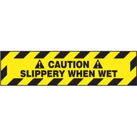 Accuform Signs PSR244 Slip-Gard Adhesive Vinyl Step-Style Floor Sign, Legend "Caution Slippery When Wet", 24" Width x 6" Length, Black on Yellow