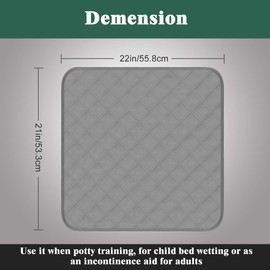 Waterproof Chair Pads for Incontinence 2Pcs Resuable Washable Seat Protector Pads for Incontinence for Senior Toddlers 22"X21" Black