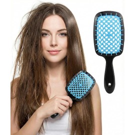 Bluelander Cepillo para Cabello Antinudos con Mango Ergonómico, Cepillado Sin Dolor en Cabello Rizado o Lacio, Ligero y Ventilado, Ideal para Uso Diario en Casa o Salón (Azul)