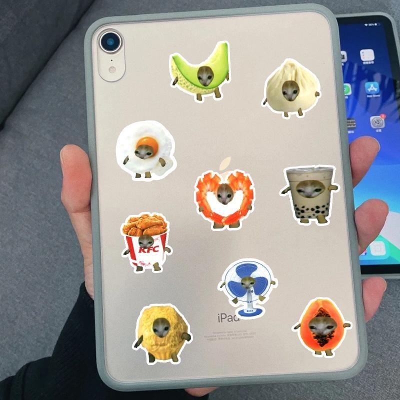 Fruit Cat Pattern Sticker, 69pcs/set Waterproof Removable PVC Sticker, Decorative Sticker