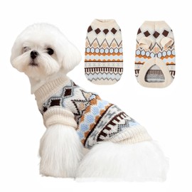 Loyanyy Dog Sweater Soft Warm Dog Clothes Knitted Cat Sweater Classic Thick Pet Pullover Cute Winter Dog Sweatersfor Winter Puppy Kitten Sweater for Small Medium Girl Boy Beige X-Small