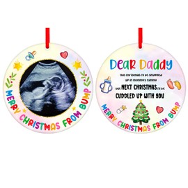 FaCraft Ultrasound Picture Frame Christmas Ornaments 2023 Baby Sonogram Photo Frame Ornament for Dad Mom To Be Pregnant Expecting Parents Xmas Gifts Bump's First Christmas Ornaments for Christmas Tree