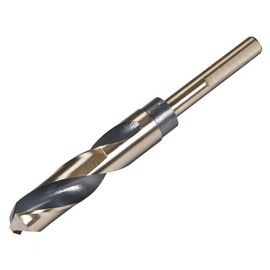 sourcing map Reduced Shank Twist Drill Bits 18.5mm Black Nitride & Gold Titanium Coated High Speed Steel 4341 with 10mm Shank for Stainless Steel Alloy Metal Plastic Wood