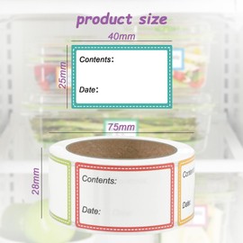 AZWOOD 1000 Freezer Labels, 2.5 x 4.1 cm Adhesive Labels for Freezing Goods, Coloured Labels for Storing Food for Freezer Containers, Jars