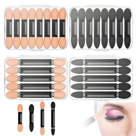 80 Stück Lidschatten Applikator, Schwamm Lidschattenpinsel, Dual Ended Ovale Make Up Lidschatten, Doppelseitige Schwammaufträger, Kleine Pinsel für Frauen und Mädchen (4 Stile) (schwarz 1)