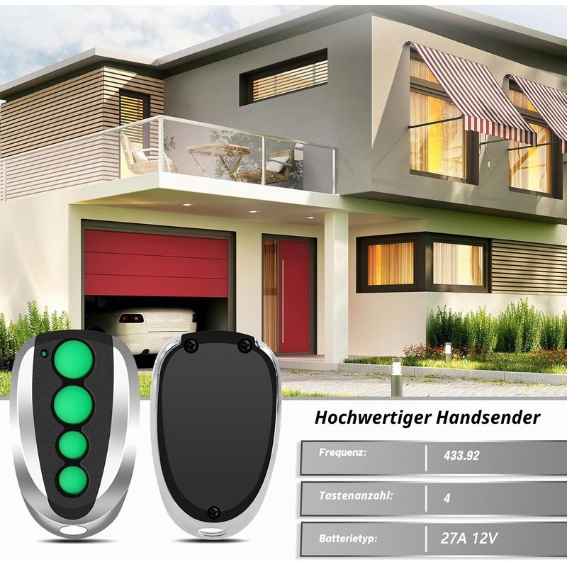 433.92 MHz Garage Door Remote Control Compatible with All Topens