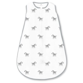 Amazing Baby Muslin Sleeping Sack with 2-Way Zipper, Zebra, Black, Large