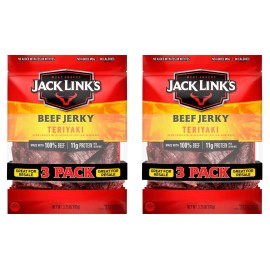 JACK LINK'S TERIYAKI BEEF JERKY 3.25OZ, 3 PACK X 2 = TOTAL 6 PACKS