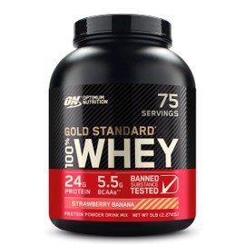 Optimum Nutrition Gold Standard 100% Whey Protein Powder, Strawberry Banana, 5 Pound (Packaging May Vary)