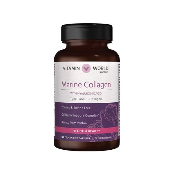 Vitamin World Marine Collagen, Collagen Support Complex 120 gelatin-free capsules