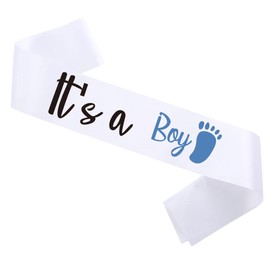 GDTO8820 CoolerthingsDG, white sash, it's a Boy sash, gender reveal sash for mom, mommy to be, sash for baby shower, mom to be sash, Daddy to be sash, dad to be sash.