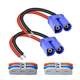 EC5 Male Connector Bare Leads Silicone Cable Wire 2-PCS Quick Connectors (8 Inches 14AWG) for Solar Panel to Battery
