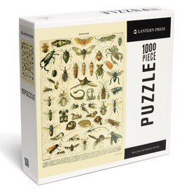 Lantern Press 1000 Piece Jigsaw Puzzle, Insects, C, Vintage Bookplate, Adolphe Millot Artwork