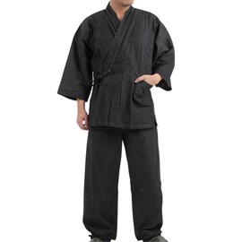 Edoten Men's Japan Kimono Denim Samue BK XXXL