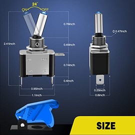 Nilight Nilight 5PCS LED Toggle Switch ON Off 12V Blue Lighted Aircraft Safety Cover Heavy Duty 20A SPST 3 Pin Rocker for Automotive Cars Trucks Boats Racing Cars,2 Years Warranty