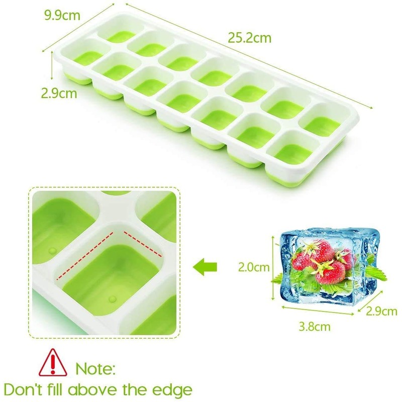 Ice Cube Trays, Silicone Easy-Release and Flexible 14-Ice Trays with