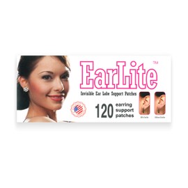 EarLite 120 (60 Ea X 2 Packs) Invisible Earring Ear Support Waterproof Patches in ZipLock Pouch - Made in USA