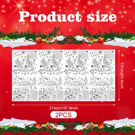 2pcs Christmas Coloring Tablecloth, 53.9x107.9 Inch Xmas Paper Table Cloth Christmas Table Decor Coloring Poster for Kids Home Classroom Activities Party Art Favors DIY Decorations