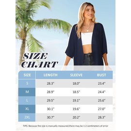 YOPP Womens Summer Lightweight Chiffon Cardigan Puff Sleeve Loose Beach Wear Cover Up Blouse Tops Flower Green Medium