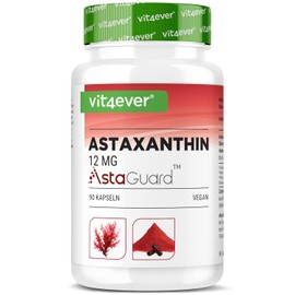 vit4ever Astaxanthin 12 mg AstaGuard® - 90 Vegan Capsules - High Dose & Laboratory Tested - 6 Month Supply - Premium Oleoresin from Haematococcus Pluvialis
