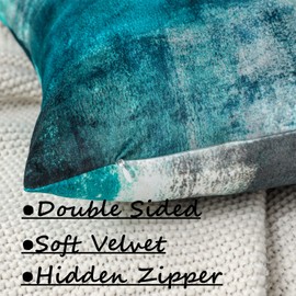 OYIMUA Teal Throw Pillow Covers 18x18,Modern Abstract Teal and Gray Couch Pillow Covers,Turquoise Decorative Accent Pillow Cover,Square Pillow Cases for Sofa Living Room Bedroom Set of 2