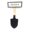 "Welcome to Olivia's garden" hanging shovel sign