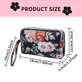 AdiStylinno Wristlet Wallet, Large Capacity Polyester Wristlet Clutch Bag Waterproof 3 Compartments with Colorful Zippers and Wrist Strap Wristlet Purse for Women (B)