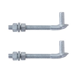 VIVIDA 6" J-Bolt Post Hinge, J Bolt Gate Hinge with 5/8" Male Pin, for Chain Link Fence Gate, Galvanized Steel, Nuts & Washers Included, 2 Pack