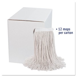 Boardwalk 224CCT Premium Cut-End Wet Mop Heads, Cotton, 24oz, White, 12/Carton
