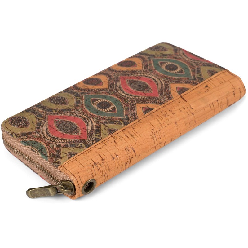 styleBREAKER 02040138 Women's Cork Purse with Colourful Pattern Print in