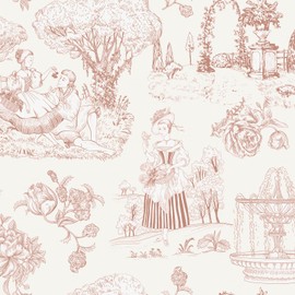 Livelynine Pink Toile Wallpaper Peel and Stick Vintage French Country Chateau Blush Pink Coquette Wall Paper for Bedroom Nursery Girls Room Light Pink Chinoiserie Removable Contact Paper 17.5x78.8