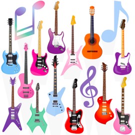 48pcs Guitar Cupcake Toppers Music Notes Cupcake Toppers Guitars Party Decorations for Girls Guitar Theme Birthday Baby Shower Supplies