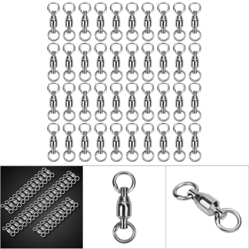 40 x Durable Stainless Steel Fishing Swivel Snap Connectors Lure