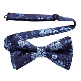 HISDERN Bow Ties for Men Pretied Bowties Classic Formal Business Bow Tie Adjustable Tuxedo Bowtie for Wedding Party, B2-blue Floral, One Size