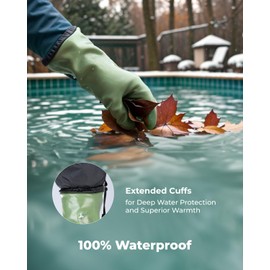 toolant Waterproof Winter Gloves with Grip, Balaena Freezer Gloves for Light Duty Work & Outdoor Adventure, Hiking, Farming, Washing, Ice Fishing, Green, Large