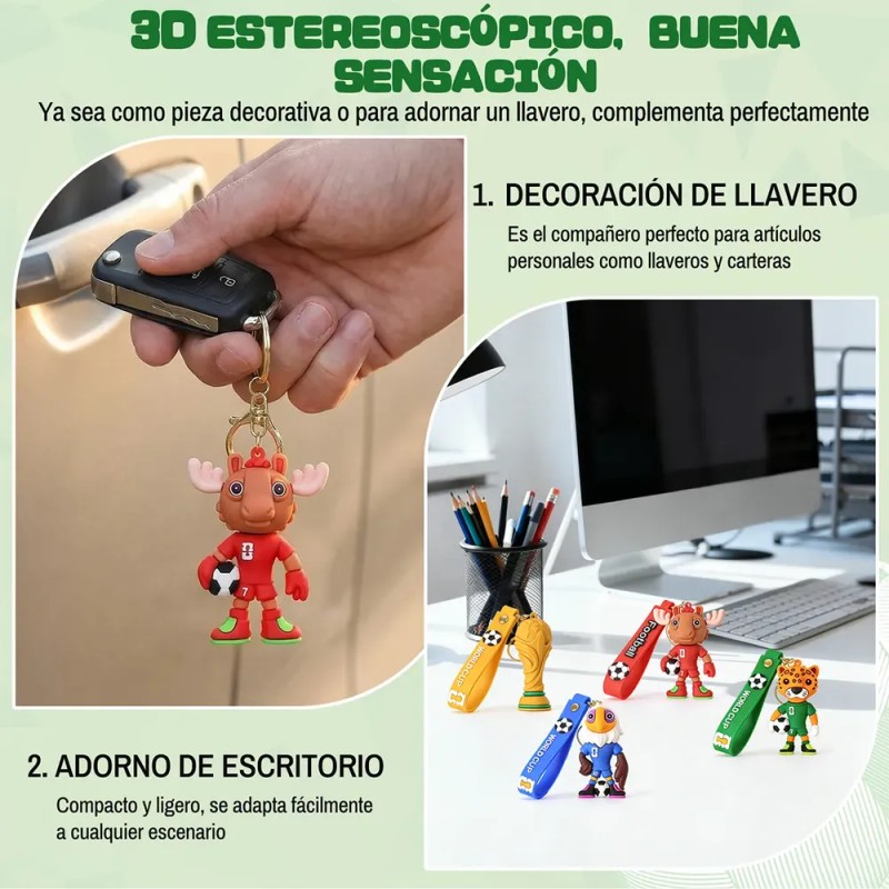 8pc 2026 Llaveros De La Mascota De Fútbol De La