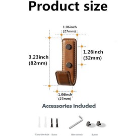 Pack of 4 Leather Wall Hooks for Hanging, Coat Hooks for Wall, Coat Hooks Wall Mount, Small Hooks for Hanging Towels, Bags, Hats, Scarves, Keys, Clothes, Suitable (Brown)