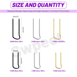 Swpeet 150Pcs 3 Colors 23mm/ 0.9 Inch Stainless Steel Sewing U-Pins Assortment Kit, Double Blocking Pins U-Shaped Sewing Pin Fork Pins Needlecrafts Pin for Craft, DIY, Handmaking