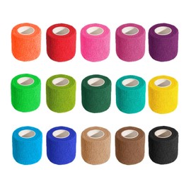Allruyee 15 Pcs Self Adhesive Bandage Wrap 2" X 5 Yards Elastic Cohesive Bandage Wrap Bandage Wrap Rolls Elastic Self-Adherent Tape for Stretch Athletic, Sports, Wrist, Ankle