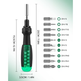 10-in-1 Ratchet Screwdriver Set - Precision Multi-bit Slotted/Pozi/Torx Screw Drivers