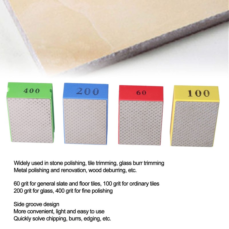 4pcs Diamond Hand Polishing Pads for Sanding Ceramics Glass Tile