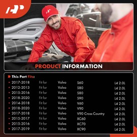 A-Premium AC Compressor with Clutch Compatible with Volvo XC60 2.0L 2015-2017, XC90 2.0L 2017-2019, S60 2.0L 2017-2018, XC70 2015-2016, S80 S90 V60 V90 & More