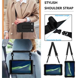 Doemoil Case for BLU M8L 2022,BLU M8L Plus 8 inch Tablet - [Built-in Kickstand] Anti Slip Kids Friendly Shockproof Silicone Protective Cover (Black/Black)