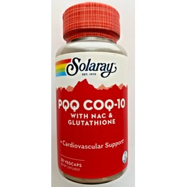 SOLARAY - PQQ + CoQ-10 - 30 VegCaps with NAC & Glutathione Best by 10/2025+